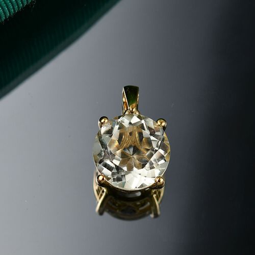 D’joy AA Prasiolite, Weißer Zirkon Anhänger 925 Silber 750 Gelb Vergoldet ca. 6.16 ct image number 1