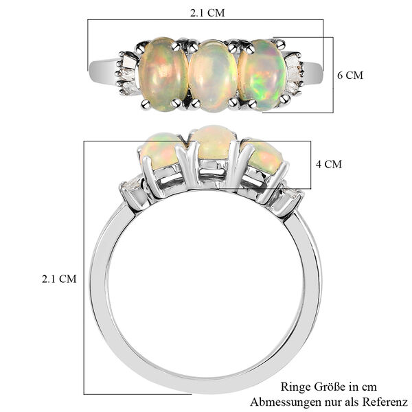 Natürlicher, äthiopischer Opal und weißer Diamant-Ring, 925 Silber platiniert, ca. 1,07 ct image number 7