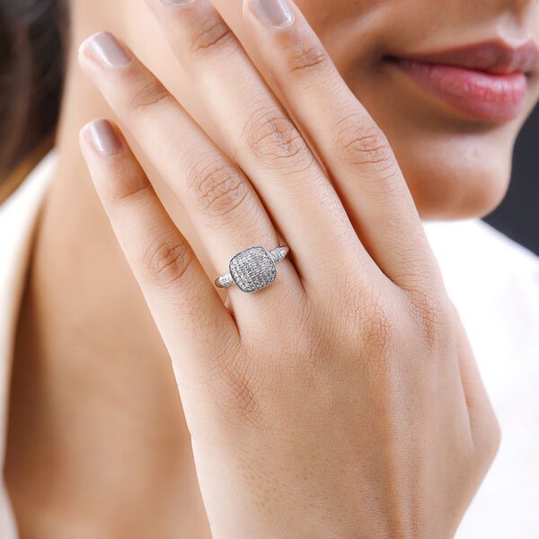 Wei&szlig;er Diamant Ring, 925 Silber platiniert (Gr&ouml;&szlig;e 19.00) ca. 0.50 ct image number 2