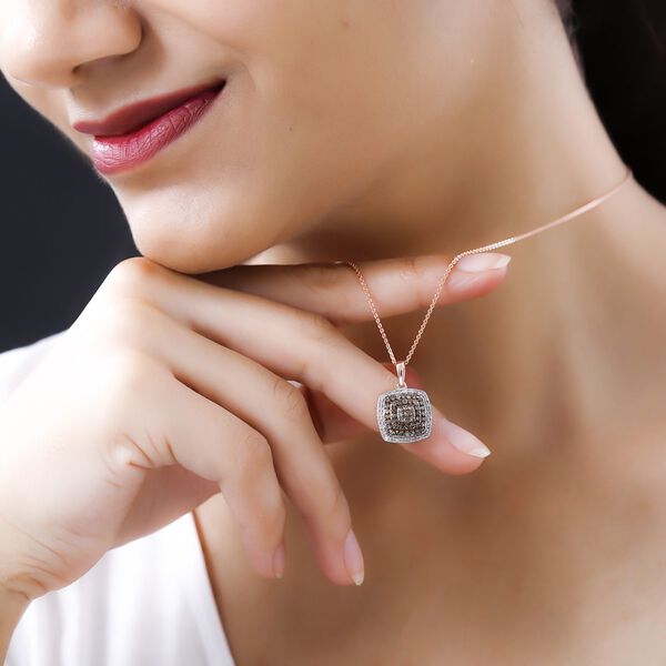 Art-déco weißer und Champagner-Diamant-Anhänger mit Kette- 0,75ct. image number 2