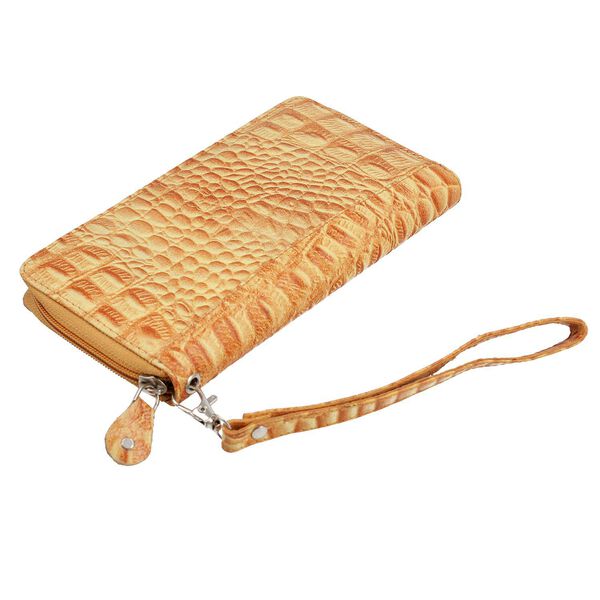 Echtleder Brieftasche mit Kroko-Pr&auml;gung, Gelb image number 8