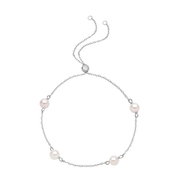 Japanisches Akoya Perlen-Armband, ca. 15.25 cm, 925 Silber rhodiniert