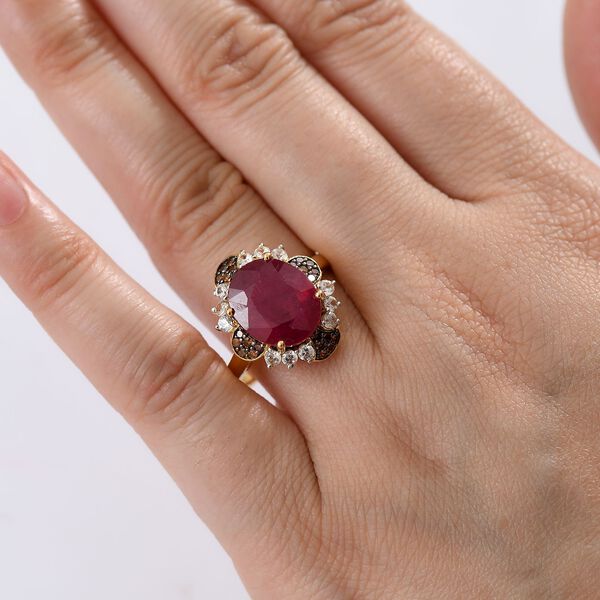 D'Joy Afrikanischer Rubin, Zirkon und roter Diamant Ring - 7,69 ct. image number 3