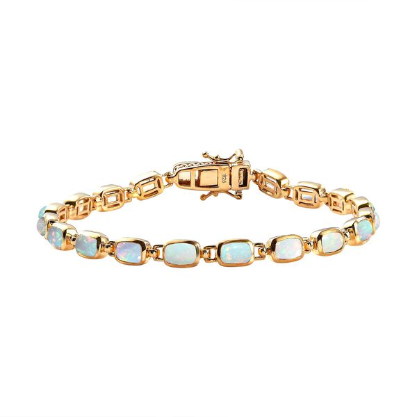 AA nat&uuml;rliches, &auml;thiopisches Welo Opal Armband, 20 cm, 925 Silber vergoldet, 7,05 ct.