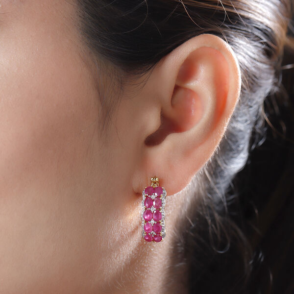 Afrikanische Rubin und Zirkon-Creolen in Silber image number 3