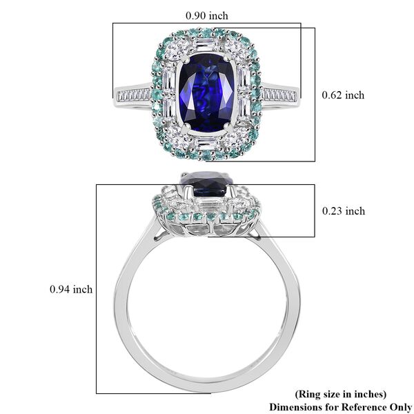 RHAPSODY zertifiziert und geprüft AAAA ceylonfarbener blauer Saphir, Paraiba Turmalin und VS Diamant Ring in 950 Platin - 3,94 ct. image number 5