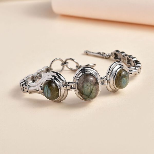 Labradorit Armband ca. 19 cm 316L Edelstahl ca. 21.77 ct image number 2