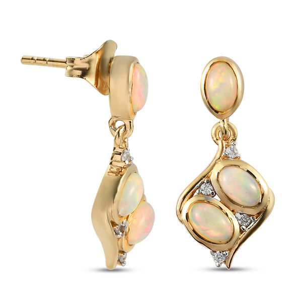 Nat&uuml;rlicher &Auml;thiopischer Opal und Zirkon Ohrh&auml;nger 925 Silber vergoldet ca. 1,09 ct&nbsp; image number 4