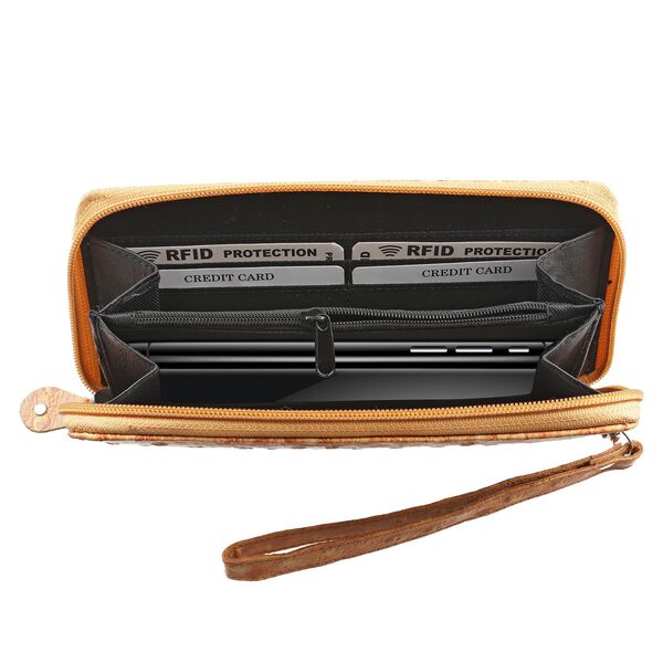 Echtleder Brieftasche mit Strau&szlig;enpr&auml;gung, ocra image number 8