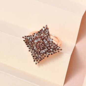 Nat&uuml;rlicher Champagner Diamant Ring 925 Silber Ros&eacute;gold Vermeil (Gr&ouml;&szlig;e 16.00) ca. 1.00 ct