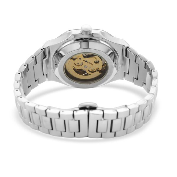 GENOA - Automatikuhr mit Skelett-Design, Edelstahlarmband, 3ATM wasserdicht, Schwarzes Zifferblatt, ca. 22 cm image number 6