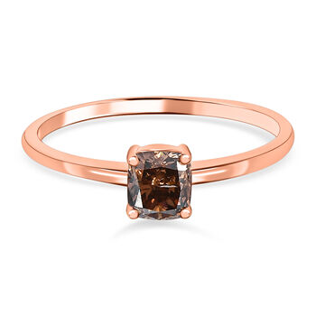 Nat&uuml;rlicher Champagner Diamant-Ring, I1 SGL zertifiziert, 585 Ros&eacute;gold (Gr&ouml;&szlig;e 18.00) ca. 1.00 ct