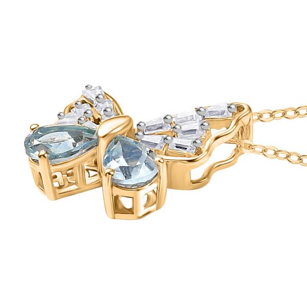 GP Trionfo Kollektion- Himmelblauer Topas, Moissanit und Kanchanaburi blauer Saphir Anh&auml;nger mit 50 Kette - 1,77 ct. image number 3