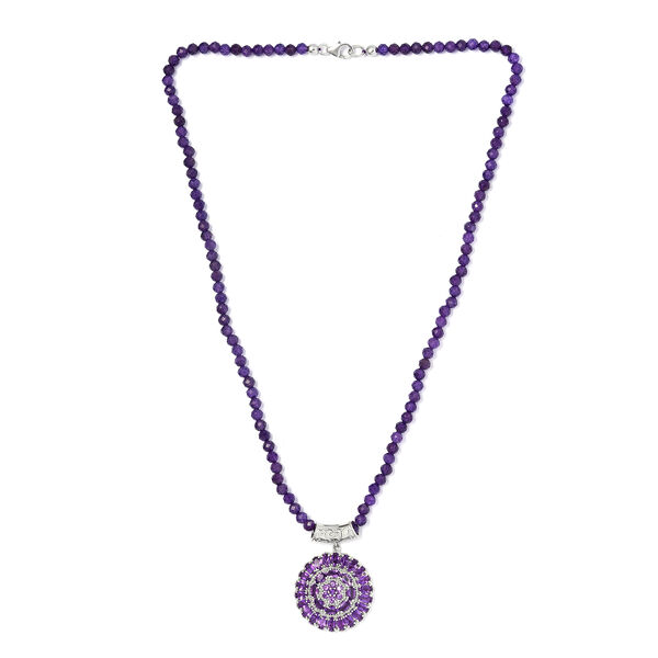Afrikanischer Amethyst Halskette ca. 50 cm 925 Silber platiniert ca. 87,08 ct image number 3