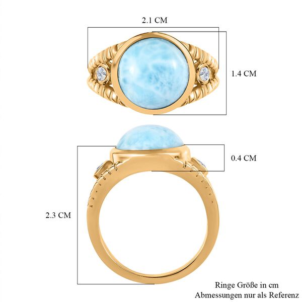 Larimar, wei&szlig;er Zirkon Ring, 925 Silber vergoldet, (Gr&ouml;&szlig;e 17.00), ca. 6.13 ct image number 6