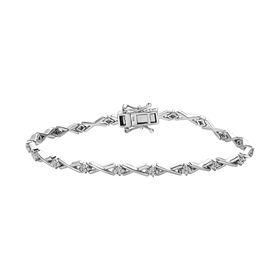 Weißes Diamant Armband, ca. 19 cm, 925 Silber platiniert ca. 0.60 ct