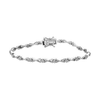 Wei&szlig;es Diamant Armband, ca. 19 cm, 925 Silber platiniert ca. 0.60 ct