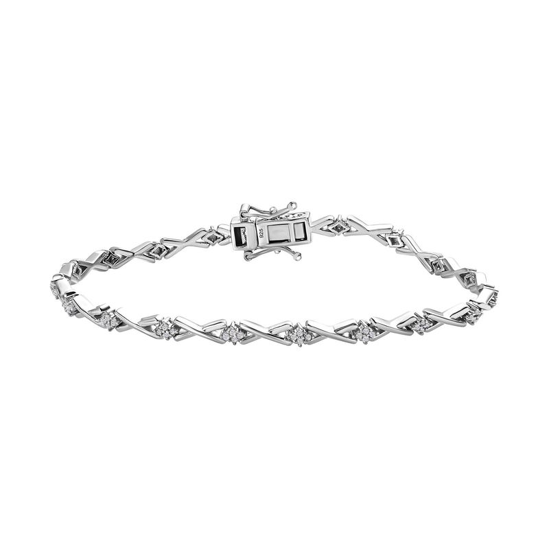 Weißes Diamant Armband, ca. 19 cm, 925 Silber platiniert ca. 0.60 ct image number 0