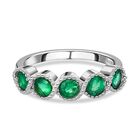 Kagem Sambischer Smaragd Ring, 925 Silber platiniert (Größe 17.00) ca. 1.00 ct