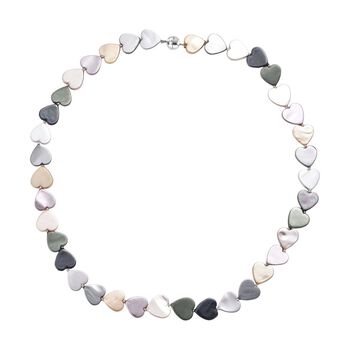 Mehrfarbige Herz Muschelkernperle 50cm Halskette