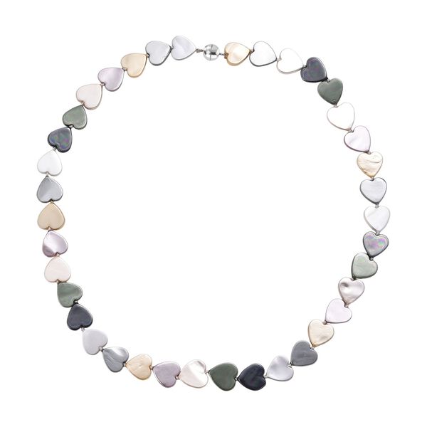 Mehrfarbige Herz Muschelkernperle 50cm Halskette image number 4