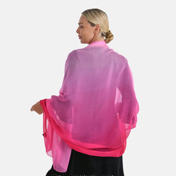 LA MAREY Signature Seidenschal aus 100% Maulbeerseide, 110 x 180 cm, Fuchsia Pink image number 2