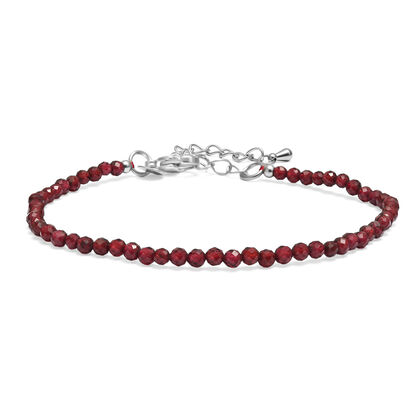 EVER TRUE Nat&uuml;rlicher Rhodolith Granat Armband ca. 19 cm 316L Edelstahl ca. 18,00 ct.