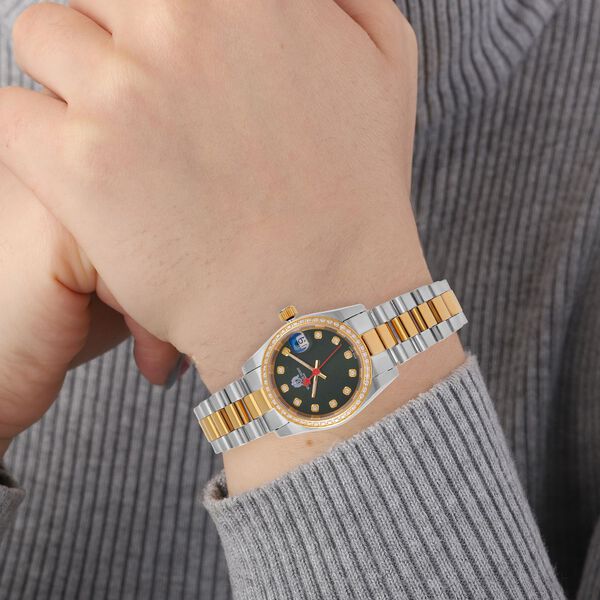 Moissanit Uhren 20 cm Reiner Edelstahl Bicolor image number 3