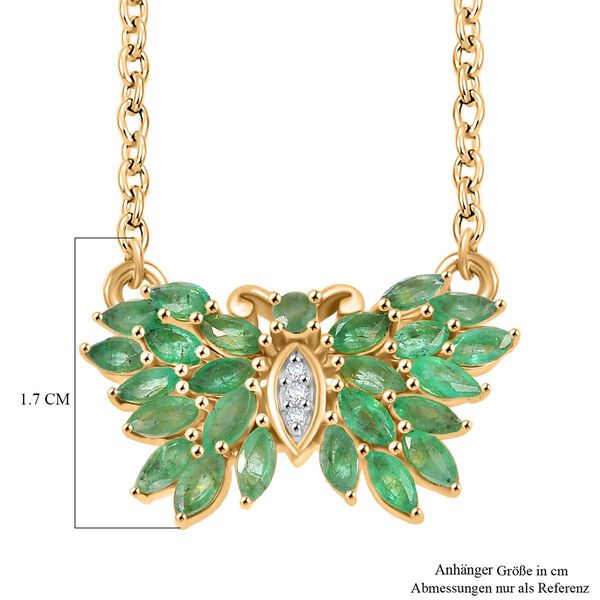 Kagem sambische Smaragd und Zirkon Halskette, 45 cm - 1,86 ct. image number 6