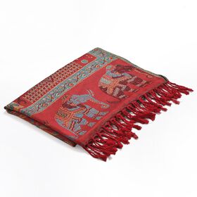 Jamawar-Schal, 3-Schiffchen-Webung, 70x200 cm, Rot