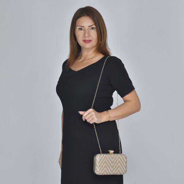 Clutch mit facettierten Kristallen, Zick Zack Muster image number 2