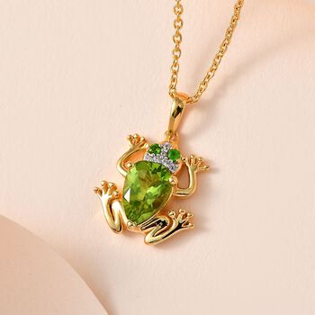 GP Trionfo Kollektion- Peridot, Chromdiopsid, Zirkon und blauer Saphir-Anh&auml;nger mit 45cm Kette - 2,14 ct.