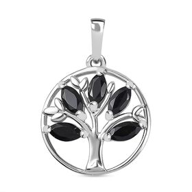 Schwarzer Spinell Anhänger 925 Silber platiniert ca. 1.00 ct