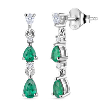 D'Joy AAA Kagem Sambischer Smaragd Ohrringe 925 Silber Rhodiniert ca. 1,09 ct.