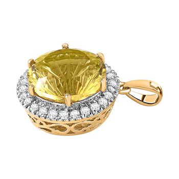 AAA Ouro Verde Quarz und Zirkon Anh&auml;nger - 9,58 ct.