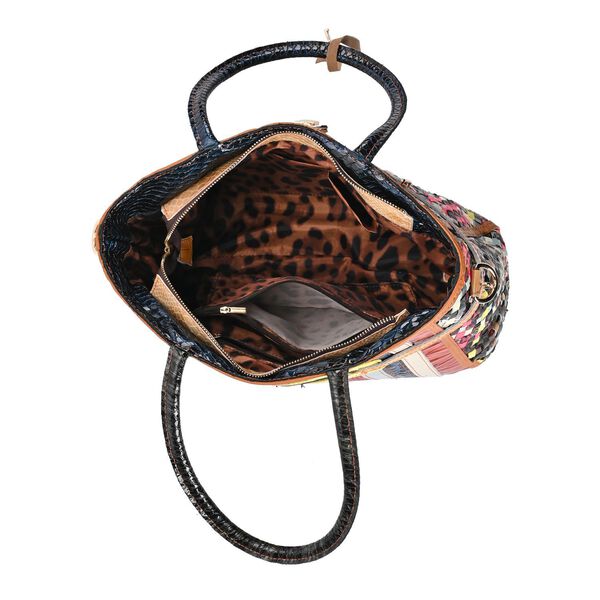 Chaos by Elsie - 100% gewebter Echtleder Tasche mit RFID schutz, 35x24x15 cm, gl&auml;nzend image number 5