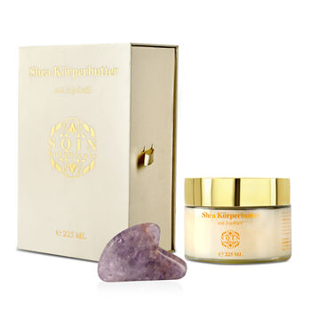 SQIN botanicals Shea K&ouml;rperbutter mit Jojoba&ouml;l inkl. Amethyst Gua Sha, 225ml
