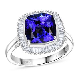 RHAPSODY AAAA Tansanit und VS Diamant Ring in 950 Platin - 4,93 ct.
