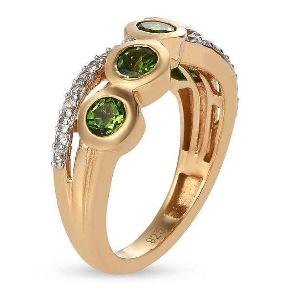 Nat&uuml;rlicher Chromdiopsid und Zirkon Ring 925 Silber vergoldet  ca. 1,18 ct image number 5