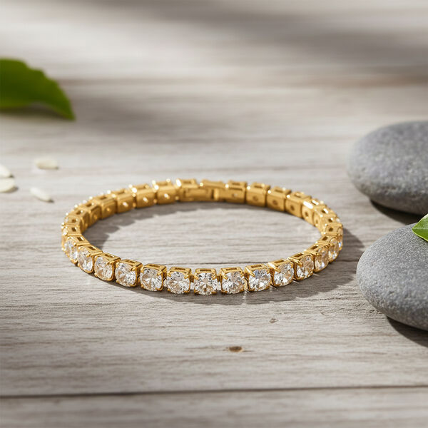 Wei&szlig;es Zirkonia 19cm Armband in Goldton image number 2