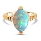 Natürlicher, äthiopischer Opal und Diamant-Ring, 925 Silber Gelbgold Vermeil (Größe 17.00) ca. 2,89 ct image number 0
