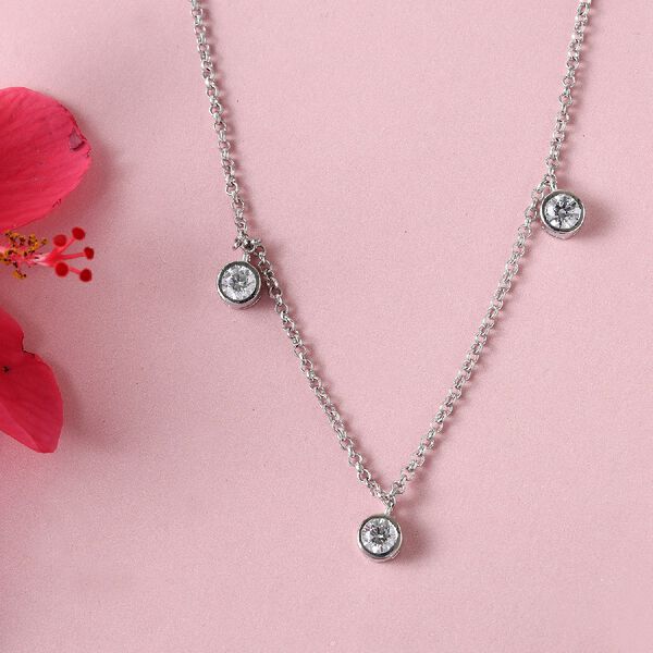 LUSTRO STELLA Hergestellt mit ZIRKONIA Halskette ca. 45 cm lange 925 Silber Platin-Überzug 4,52 ct image number 2