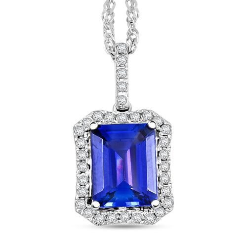 RHAPSODY zertifiziert und geprüft AAAA Tansanit und VS Diamant Anhänger mit Kette in 950 Platin - 3 ct. image number 0