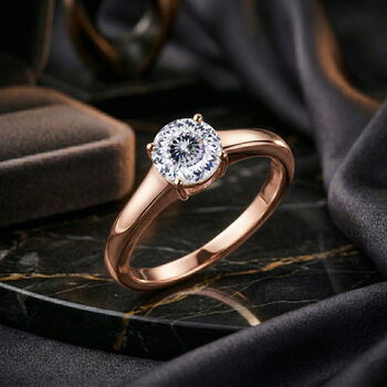 D'Joy 120 Facetten Moissanit Ring 925 Silber ros&eacute;vergoldet (Gr&ouml;&szlig;e 16.00) ca. 0,78 ct