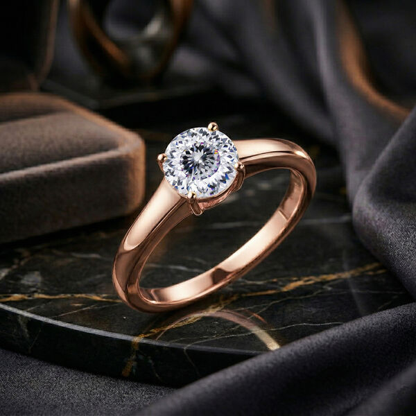 D'Joy 120 Facetten Moissanit Ring 925 Silber ros&eacute;vergoldet (Gr&ouml;&szlig;e 16.00) ca. 0,78 ct image number 1