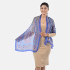 "Fabric - 100% Silk Printed Scarf Color - Blue Size- 160 x 49 CM"