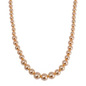 Goldene Muschelkernperle Halskette ca. 50 cm Reiner Edelstahl