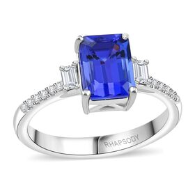RHAPSODY zertifiziert und geprüft AAAA Tansanit und VS-EF Diamant Ring in 950 Platin - 2,05 ct.