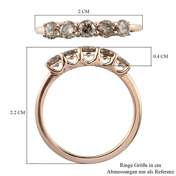 Natürlicher Champagner Diamant Ring, 375 Roségold ca. 0,50 ct image number 7