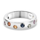 Mehrfarbig Saphir Band Ring 925 Silber platiniert (Größe 16.00) ca. 0,88 ct